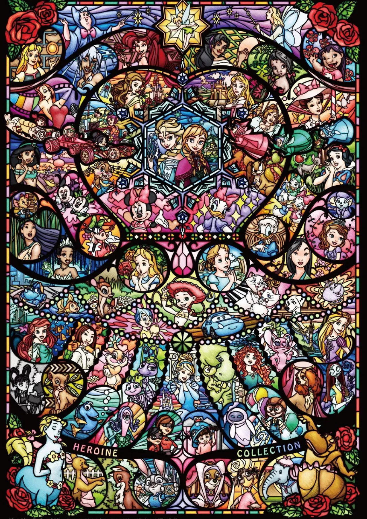 Tenyo Japan Jigsaw Puzzle Dw1000-005 Disney Stained Glass Characters Collection (1000 S-Pieces)