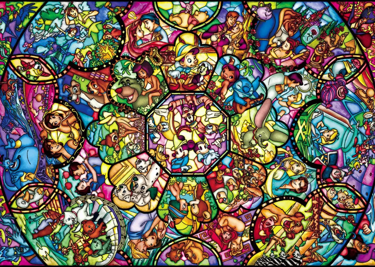 Tenyo Japan Pure White Jigsaw Puzzle Dpg266-563 Disney All Star Stained Glass (266 Pieces)