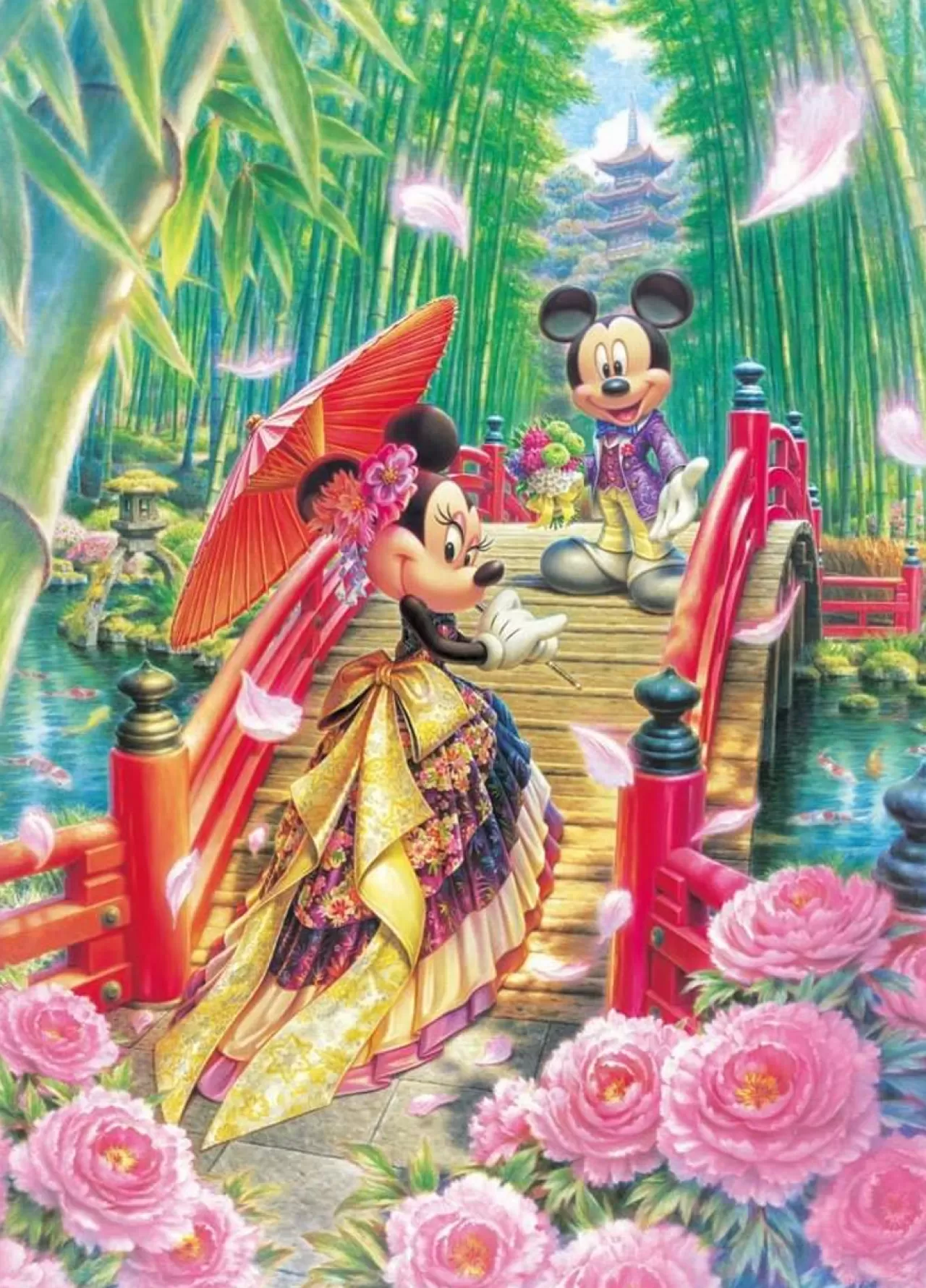 Tenyo Japan Pure White Jigsaw Puzzle Dpg-266-572 Disney Mickey & Minnie Wedding (266 Pieces)