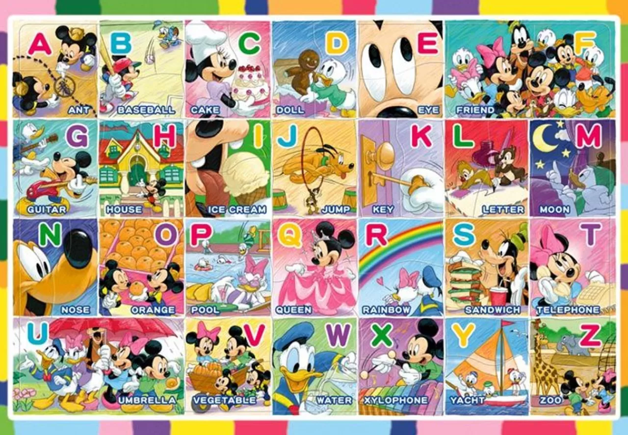 Tenyo Jigsaw Puzzle Disney Let's Play Abc With Mickey (All Characters) (52 Pieces) Child Puzzle