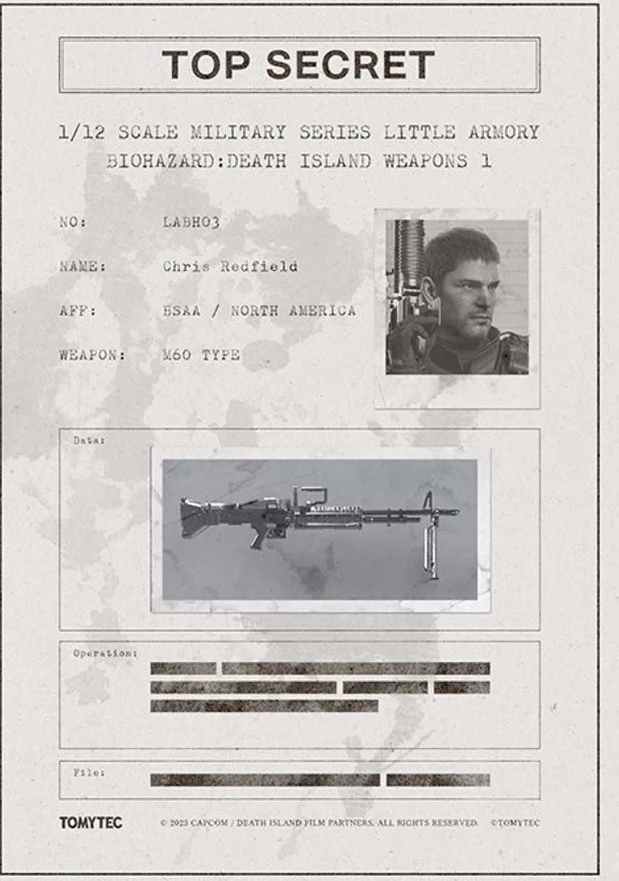 Best Tomytec Military Series 1/12 Little Armory Resident Evil: Death Island Weapons Type 1 Chris Redfield Plastic Model