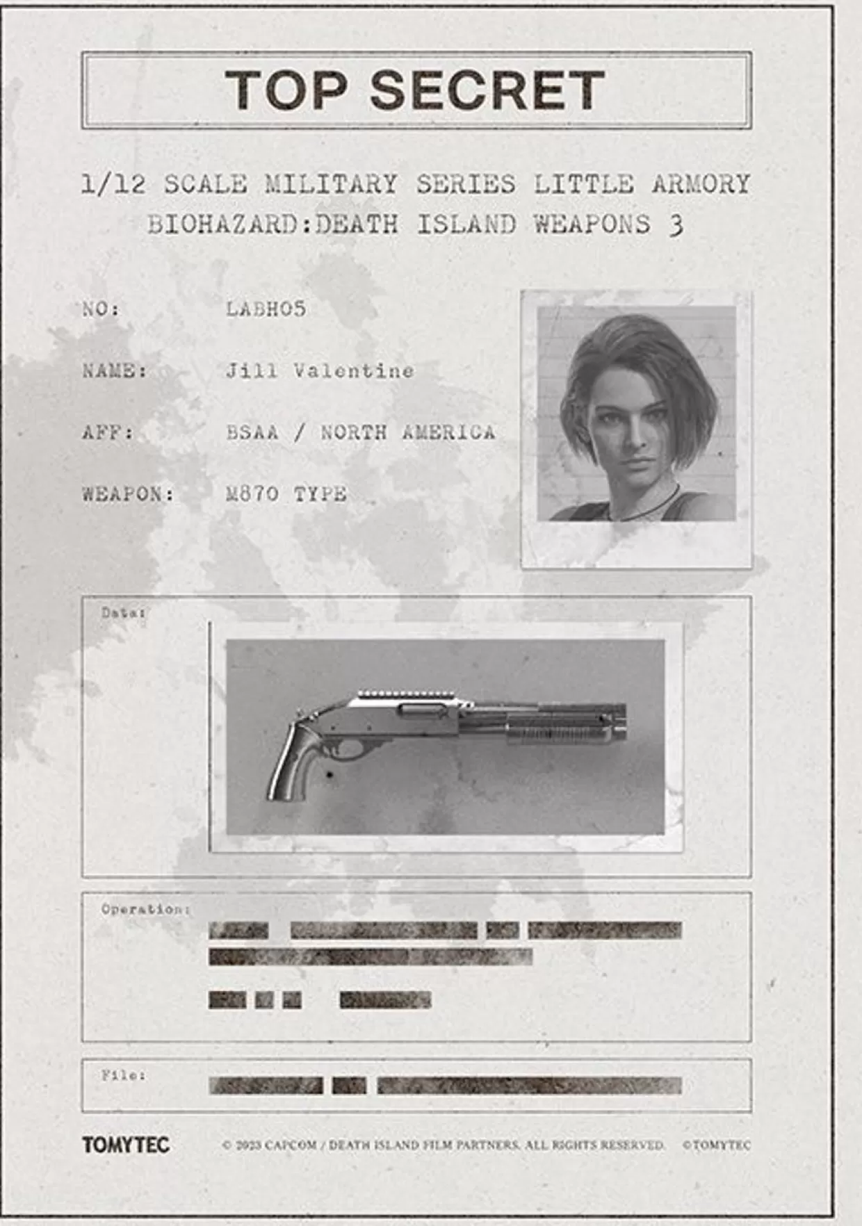 Hot Tomytec Military Series 1/12 Little Armory Resident Evil: Death Island Weapons Type 3 Jill Valentine Plastic Model