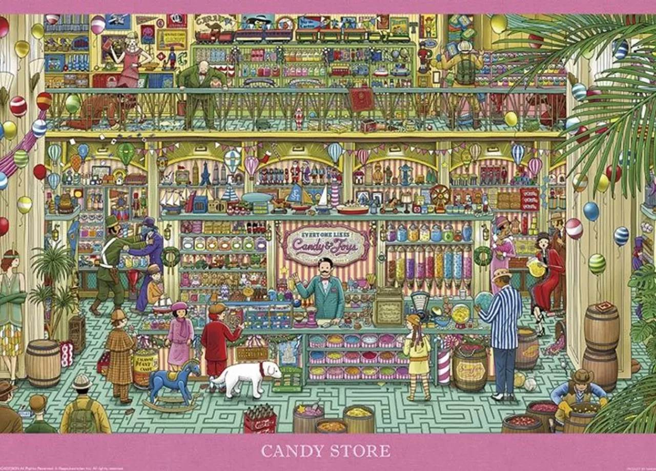 Yanoman 05-1028 Jigsaw Puzzle Kamiigaki Hirohumi Illustration Candy Store (500 Pieces)