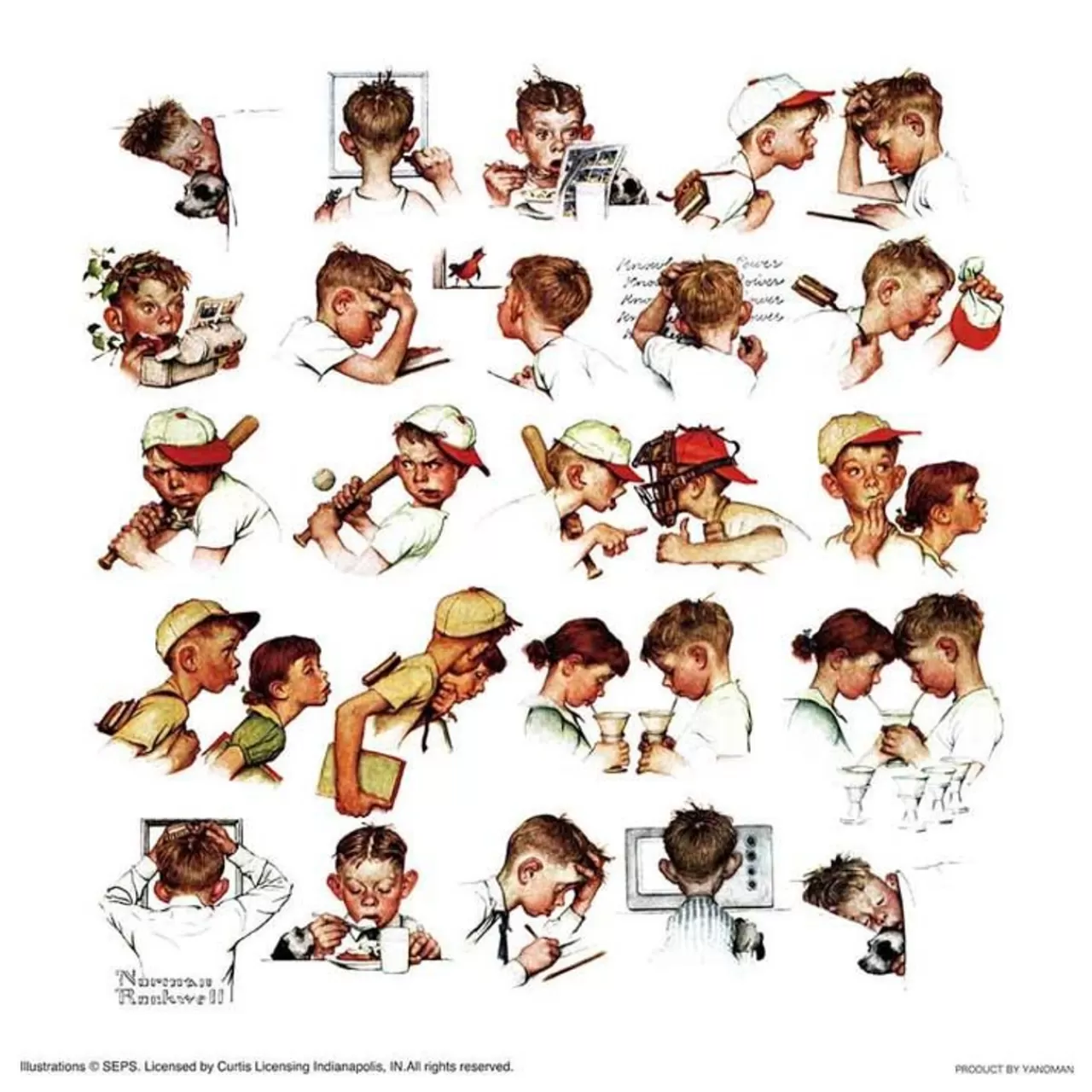 Yanoman 36-08 Jigsaw Puzzle Norman Rockwell Illustration A Boy's Day (Square Puzzle) (306 Pieces)