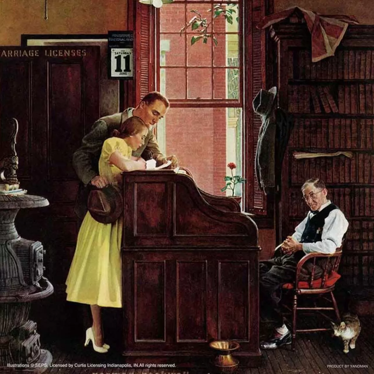 Yanoman 36-05 Jigsaw Puzzle Norman Rockwell Illustration Marriage License (Square Puzzle) (306 Pieces)