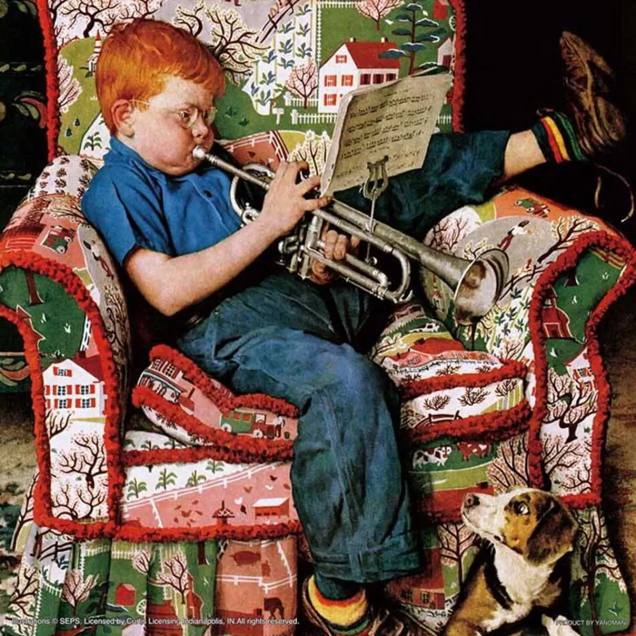 Yanoman 36-06 Jigsaw Puzzle Norman Rockwell Illustration Trumpet Practice (Square Puzzle) (306 Pieces)
