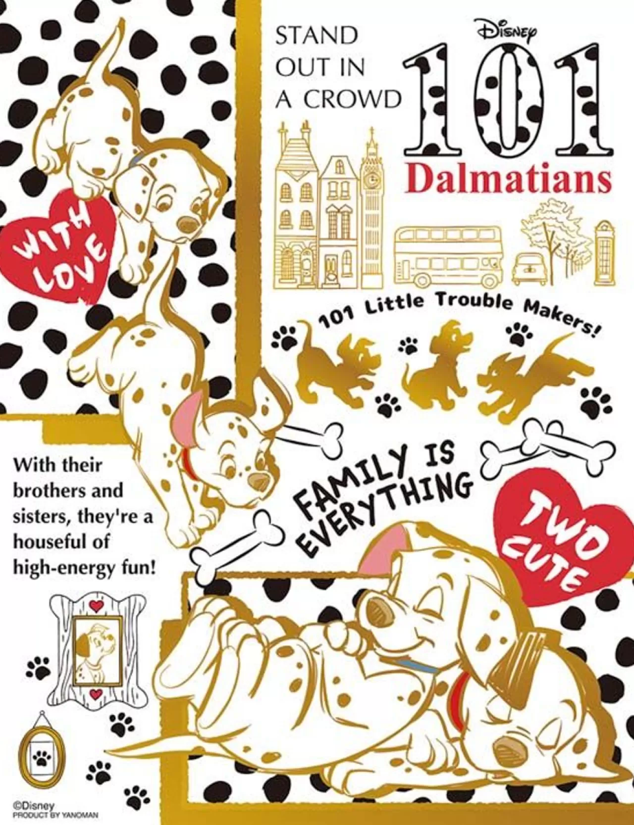 Yanoman Jigsaw Puzzle Colorful Gold Disney 101 Dalmatians (300 S-Pieces)
