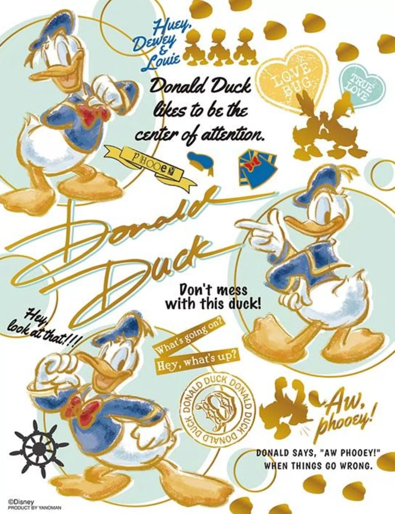 Yanoman Jigsaw Puzzle Colorful Gold Disney Mickey & Friends Donald Duck (300 S-Pieces)
